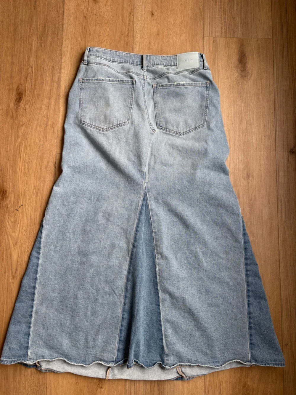 Express Light Blue Patchwork Denim Long Skirt Size 12 Coastal Cowgirl